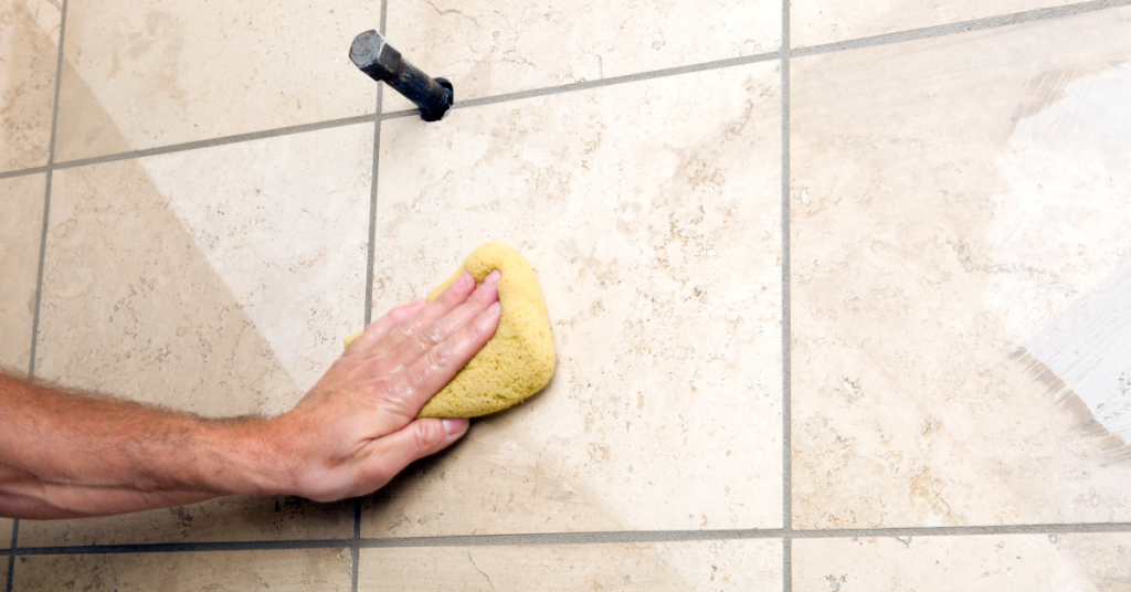 cleaning newly replaced tile grout
